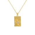 Irregular hammered gold rectangle pendant necklace with sparkling diamonds for women - 925 Silver / Gold