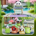 Panda blind box collection featuring 7 unique creative resin figurines in nature setting - -373 Panda Lucky Box 6 / Full Box Set