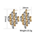 Modern two-tone geometric stainless steel drop earrings with sleek silver and gold finish - Streamlined Interwoven Two-Tone Style