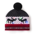 Christmas LED knit hat with colorful lights and black reindeer jacquard patterns - Black Double Reindeer Christmas Hat