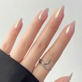 Aurora mermaid laser almond nails with silver snake ring on light grey backdrop - Aurora Iridescent Gradient Style (AW100) / Black Jelly Glue