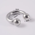U-shaped stainless steel horseshoe piercing showing 4mm bar and 16mm inner diameter - Internal Thread 4x16x8mm