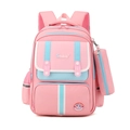 Lightweight ergonomic pink school bag for primary students with matching pencil case - Backpack (No Trolley) / Pink