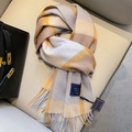 Écharpe classique à carreaux beige et gris en 100% laine avec finitions franges - 07# Bleu Jaune