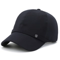 Gorra de béisbol azul oscuro para hombre con logo de escudo metálico y textura de sarga - Ajustable / Azul marino