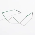 Detail of green metal W-shaped eyeglass frame with sparkling colored rhinestones - C06 Green with Rhinestones
