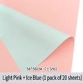 Double-sided floral wrapping paper, light pink and ice blue, 20 sheets pack, 56x56cm size - Light Pink + Ice Blue