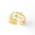 Gold layered open ring with stars and pearls details for women, minimalist starry design - Star Multi-layer Style (B)