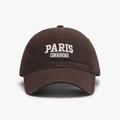 Cappellino vintage marrone cioccolato con ricamo bianco Paris e visiera curva - Regolabile / Caffè Scuro