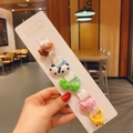 Set of cute animal hair ties including bear and duck patterns on white display card - Frog Panda Style (4#) / 10 Pieces Pack