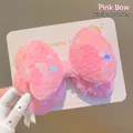 Barrette à cheveux avec nœud en paillettes roses pour filles design 3D 6cm - Pince à cheveux / Nœud Rose (Pince à Cheveux)