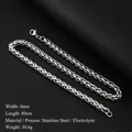 Polished silver stainless steel wheat chain necklace, 4mm width and 80cm length - Flower Basket Steel Color 4.0mm Wide / 21cm Bracelet