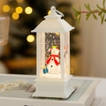 Farol de Navidad con muñeco de nieve y purpurina en cálido ambiente festivo - Muñeco de Nieve Blanco