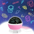 Pink galaxy projector night light showing astronaut and planet patterns on the wall - Pink Shell Astronaut-HD 2.5W