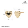 Specifiche delle dimensioni per orecchini a lobo a cuore in argento 925 dorato - Argento 925 placcato oro giallo
