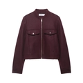 Chaqueta corta granate para mujer con cremallera y bolsillos en el pecho - XS / Marrón Rojizo