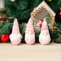 Set di tre gnomi natalizi rosa lavorati a maglia per addobbi per alberi e regali festivi - Confezione da 3 / Set di Gioielli Rosa