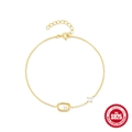 Classic gold S925 sterling silver bracelet with oval zircon pendant for women - 925 Silver / Gold