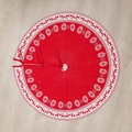 Falda para árbol de Navidad tejida de 120cm con renos rojos y copos de nieve blancos - 120cm / Rojo Alce Copo de Nieve