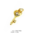 Gold heart-key charm with zircon inlays for bracelets and necklaces, 8x18.5x2mm size - Heart Key (12#)
