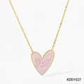 Collier doré avec pendentif cœur en marbre rose et chaîne élégante pour femmes - Collier Cœur Rose (KDD1027)