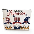 Detailed shot of canvas makeup bag with God Bless America patriotic design - God Bless America