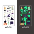 Luminous Halloween temporary tattoos for kids with skull, bat and ghost patterns - Ghost and Pumpkin Cat Style (WS-362)