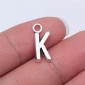 Silver finish metal letter K charm pendant with small top hanging loop for DIY jewelry - Letter K (B15664) / Antique Silver