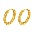 Twisted round hoop earrings in 18K gold plated stainless steel on white background - Twisted Round Ear Buckle (MS-575) / 10mm / Gold
