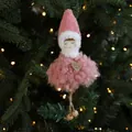 Pink plush Christmas angel doll with golden heart and long legs for tree decoration - Plush Girl Pendant Style I