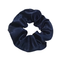 Navy blue crystal satin scrunchie with glossy finish and elegant pleated fabric detail - Navy Blue