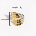 Detailed size and weight specs for the two-tone leaf adjustable open ring - Double Leaf Style (款式9)