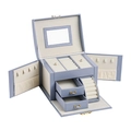 Lavender luxury jewelry organizer box with multi-layer storage and golden metal lock - Medium Model (Ring Upgrade) - Blue