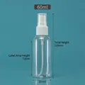 Compact 60ml transparent plastic spray bottle with white mist pump and clear cap - 60ml / Clear