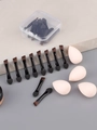 Mini makeup set with dual-ended eyeshadow brushes and beauty blenders in a clear box - 10 Brushes + 4 Beauty Blenders (With Box)
