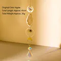 Natural agate sun catcher with crystal prism and hollow moon pendant hanging ornament - Natural Agate
