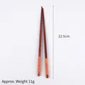 Japanese style nanmu wood chopsticks with thread wrap handle, 22.5cm long and 11g weight - 22.5cm Khaki Wrapped Chopsticks