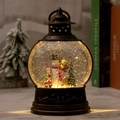 Vintage Weihnachts-Laterne Spieluhr mit Schneemann-Szene und warmem LED-Licht - Antik Gold Schneemann