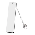 Detail van een witte metalen bladwijzer met levensboom hanger en zilveren ketting - Blanco DIY Stijl (13*2.6cm)