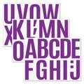 Detail of 4-inch purple alphabet stickers set on white background for DIY decor - Purple