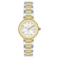 Elegant gold and silver Scottie watch with white dial and Roman numeral crystal markers - White Dial Two-tone