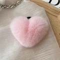 Cute pink plush heart-shaped faux fur hair scrunchie for women hair styling - Pink
