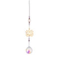 Golden lotus suncatcher with K9 crystal ball and purple beads for home garden decoration - Style 2 Snow Lotus Pendant