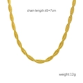 Collana a treccia dorata in acciaio inossidabile, placcata 18K, lunghezza 45+7cm da donna - Collana a Lama Attorcigliata (C-028) / Oro