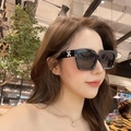 Polarized black oversized square sunglasses for women with silver arrow temple detail - Trending X Print Black
