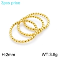 3-piece set of gold-tone stainless steel twist rings with minimalist spiral texture - US 7