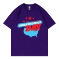 Deep purple oversized July 4th t-shirt with American independence day graphic print - Purple