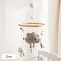 Baby mobile for crib with grey clouds and white felt balls on a wooden ring - Mini Grey Cloud Mobile