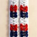 Set of handmade ribbon bow hair clips in classic red white and dark blue colors - Red White Blue 3-Color Clips Set