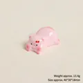 Detail view of mini resin pink pig figurine showing 40x30x18mm size and 13.4g weight - Crawling Pink Pig